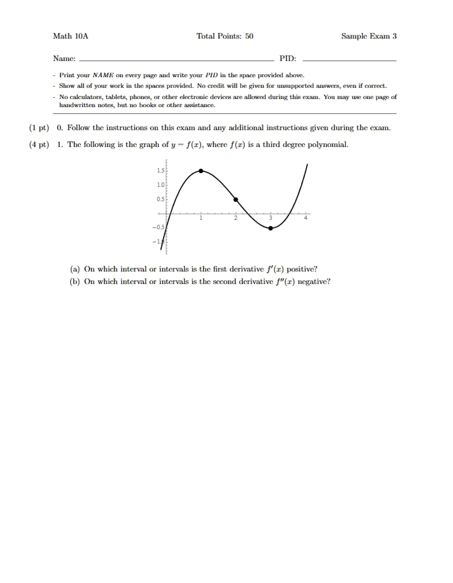 Sample for Exam 3
