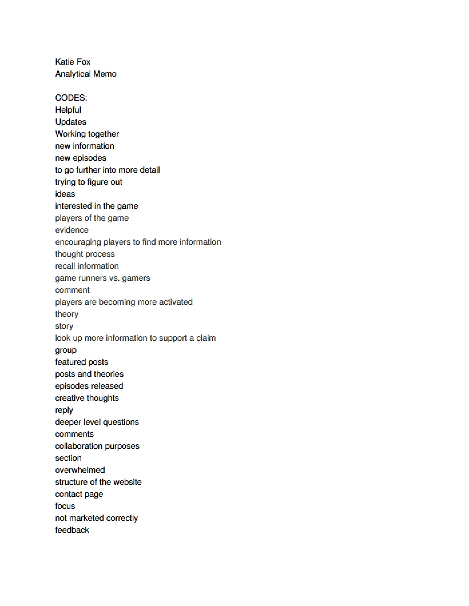 Analytical Memo Document