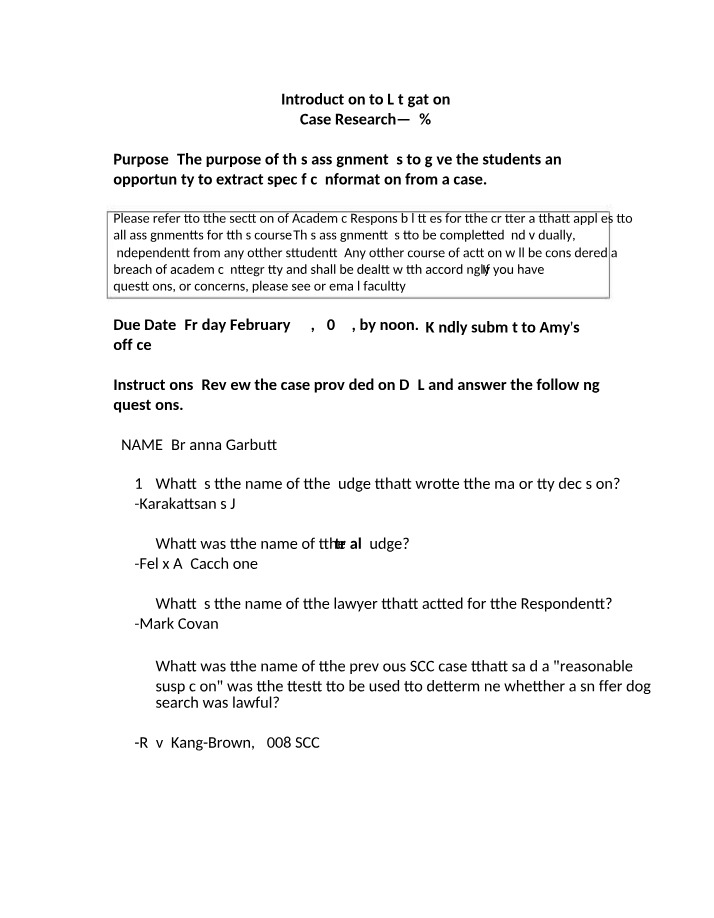 Case Study Research Assignment