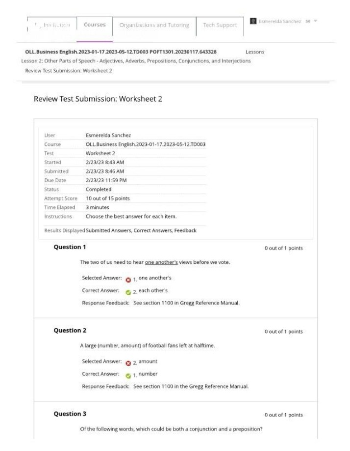 Worksheet 2 Solutions for OLL Business English