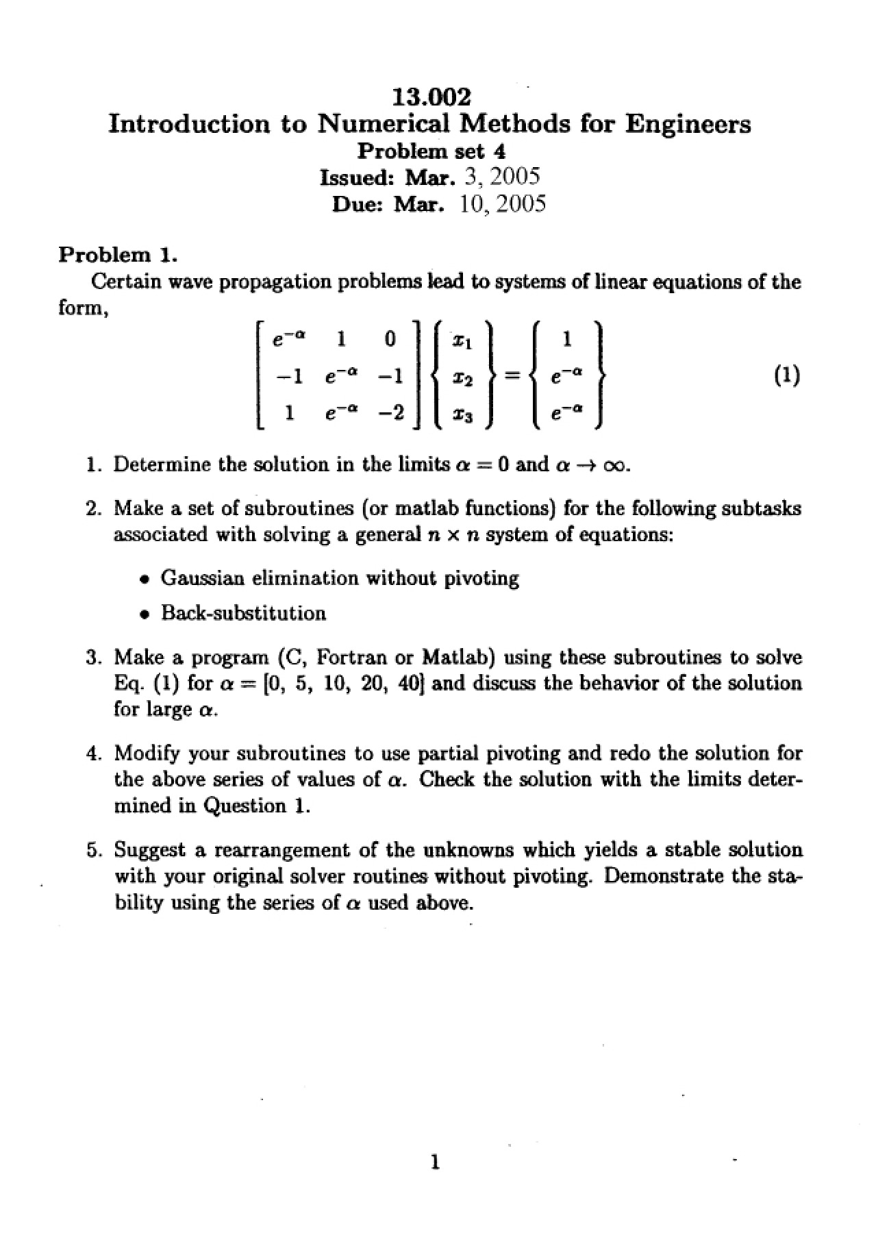 Fourth Problem Set