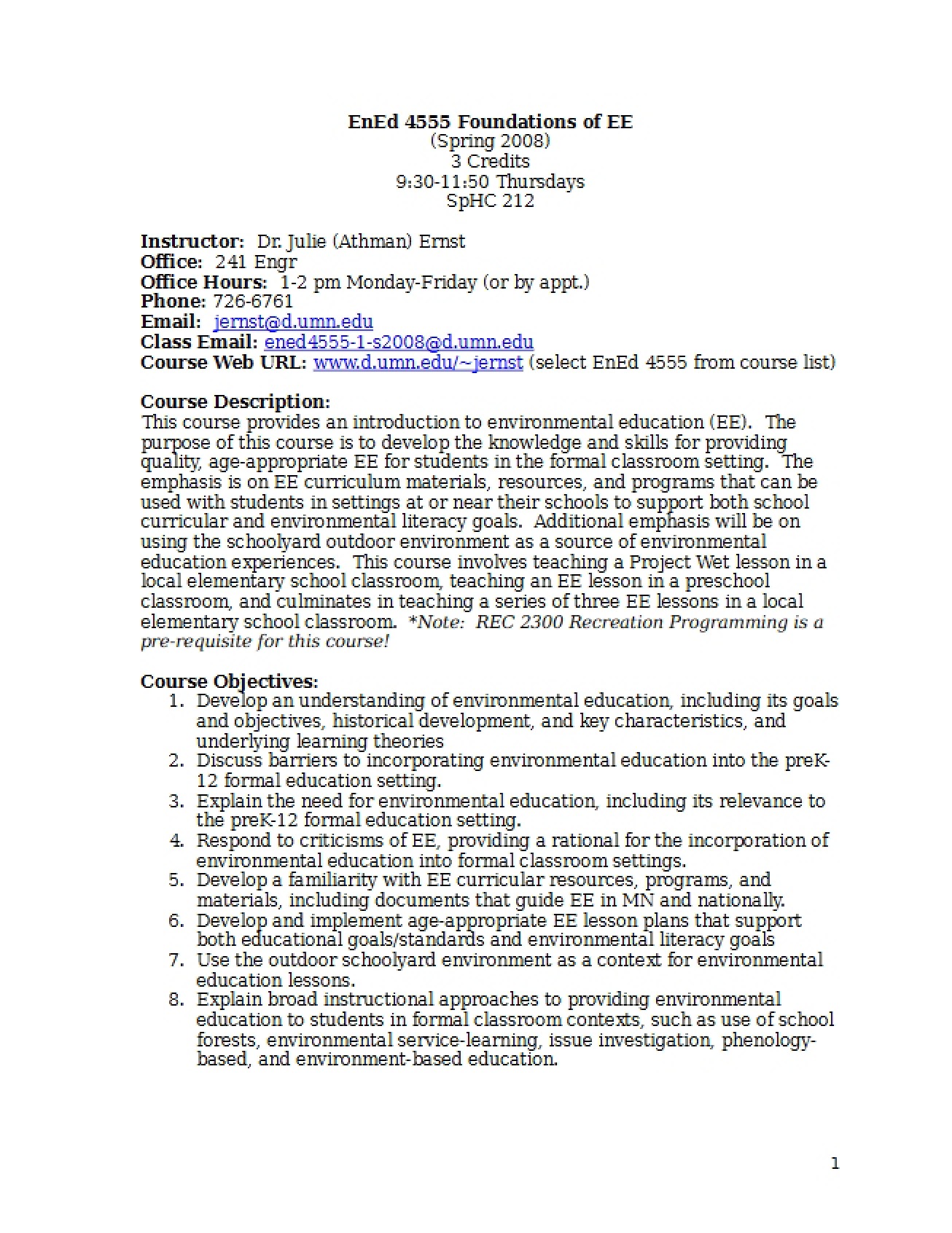 Environmental Education Foundations