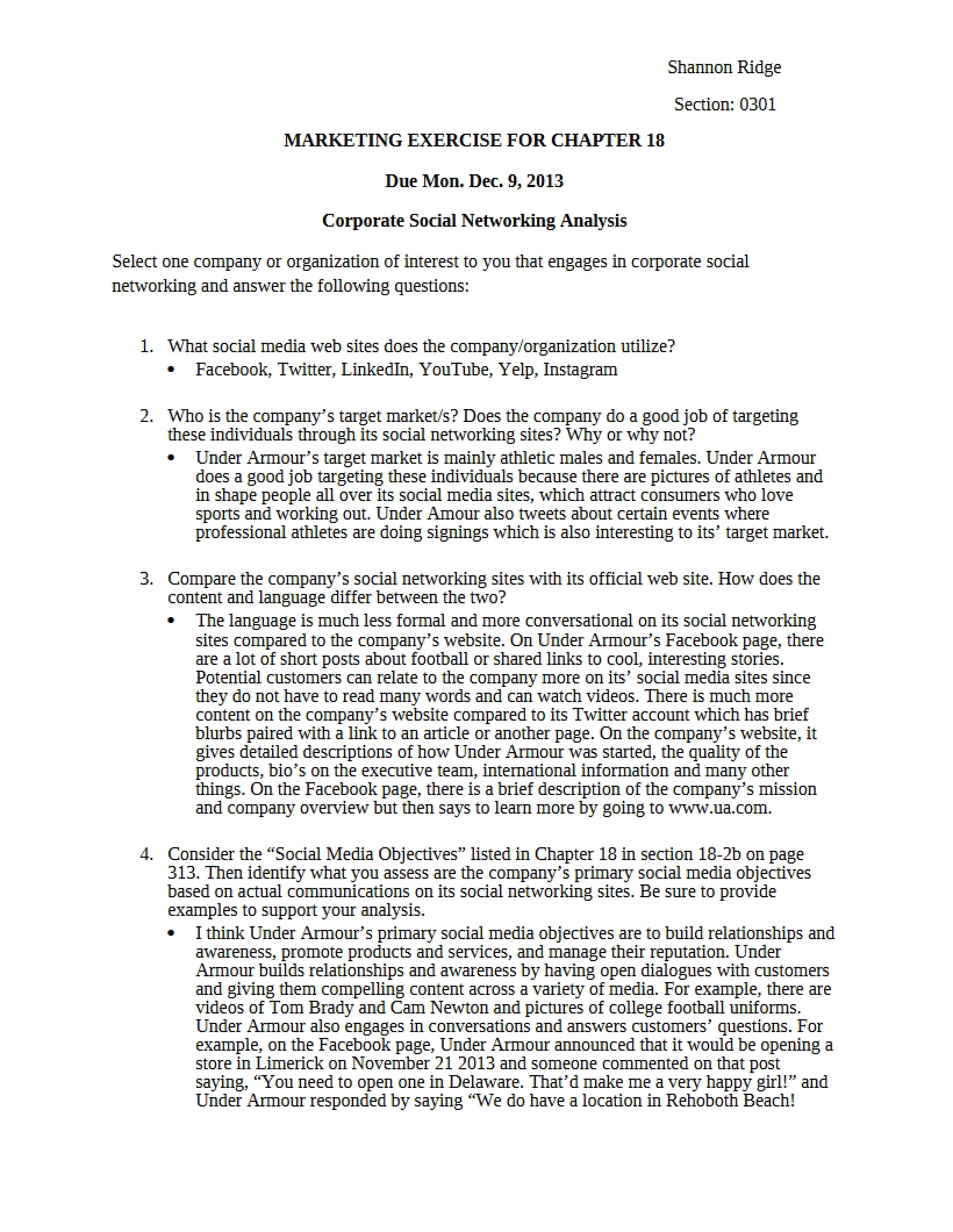 Analysis of Corporate Social Networking
