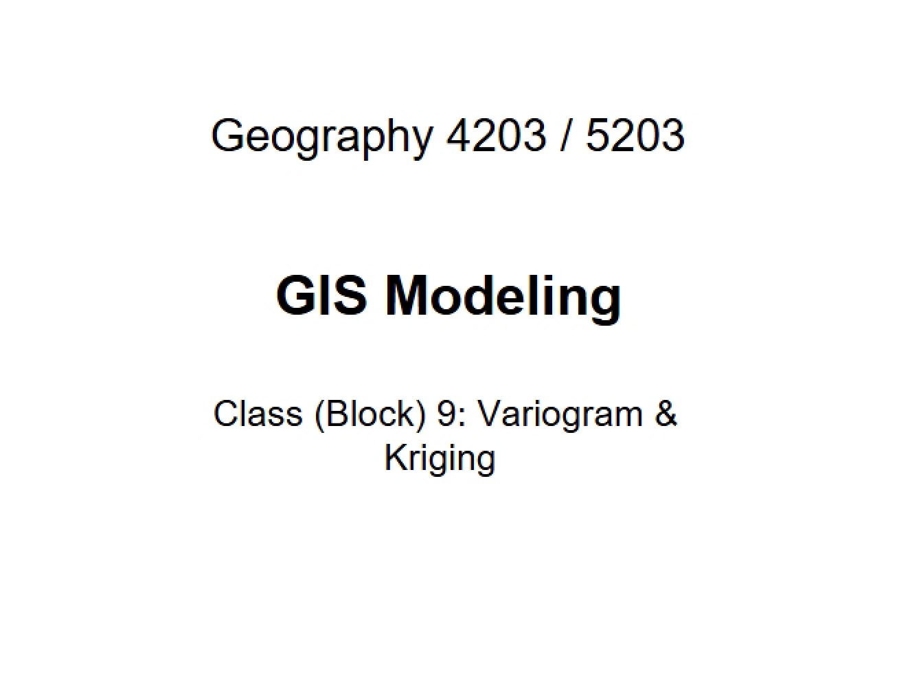 Modeling with GIS