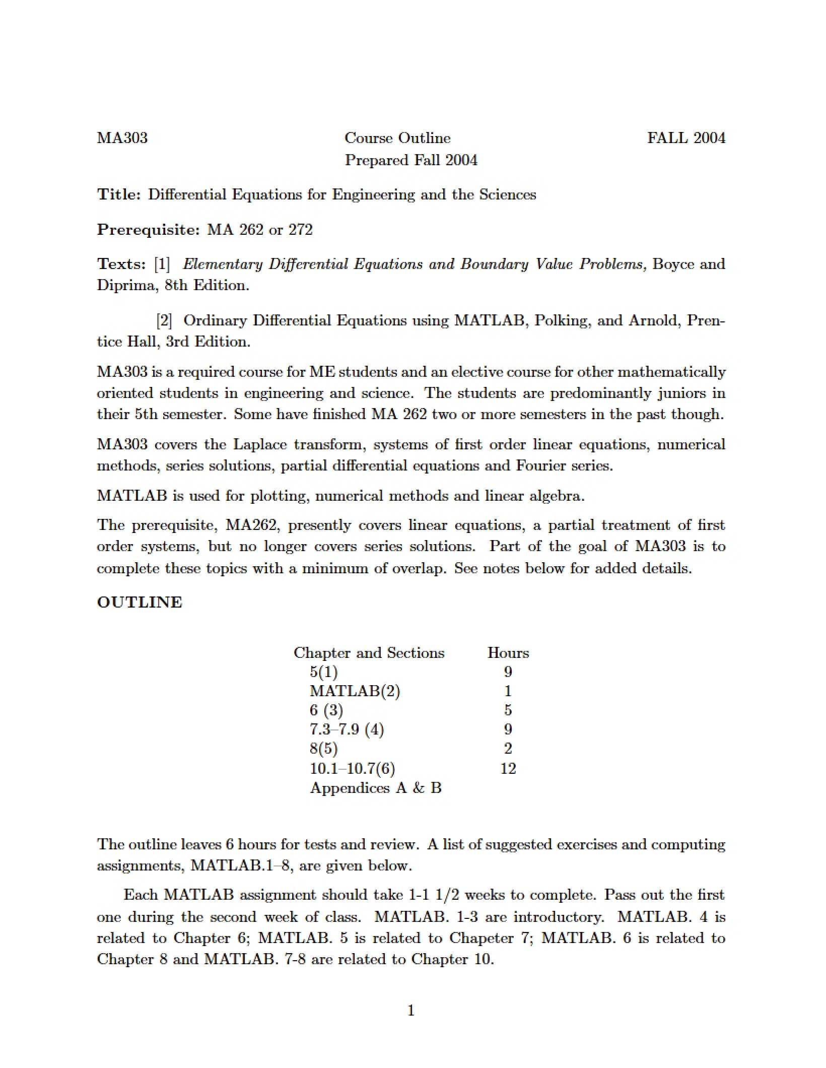 Engineering and Science Diff Eq Overview