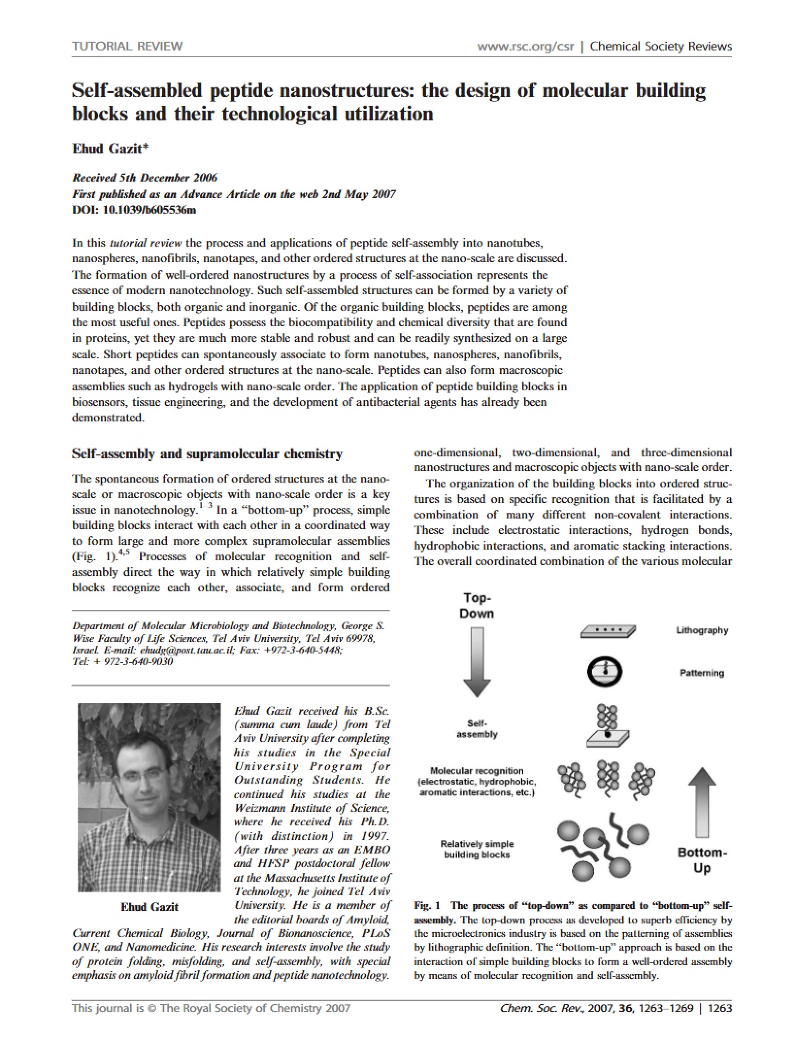Peptide Nanostructures Self-Assembled