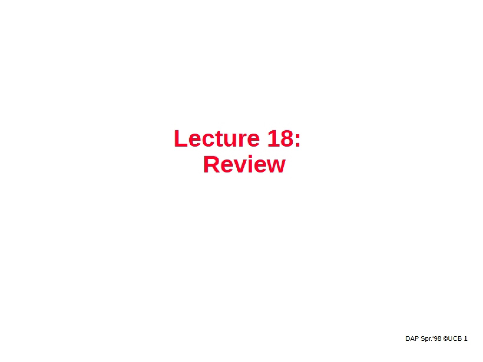 Review Lecture 18