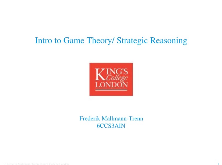 Week 7 - AI Reasoning and Decision Making