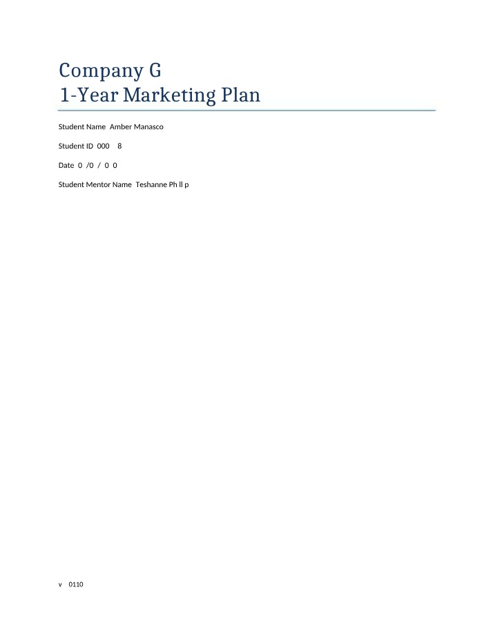 Plan for Marketing