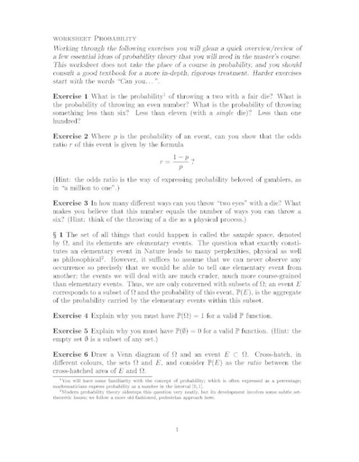 MATH124 - Probability Worksheet