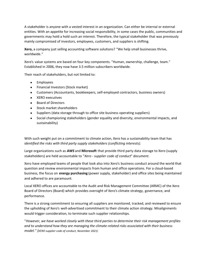 Xero's Stakeholders - A Shift in the Landscape