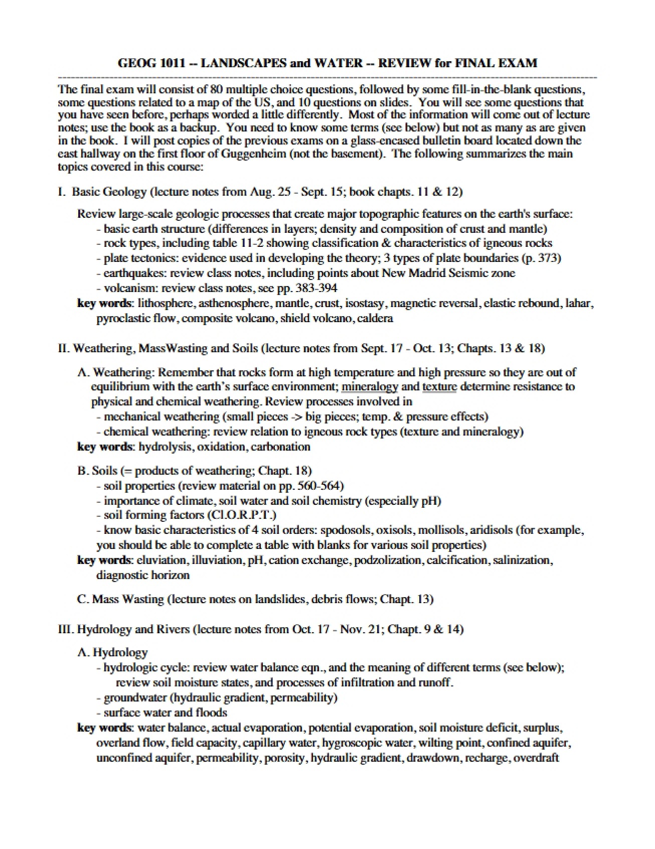 Review Material for the Final Exam