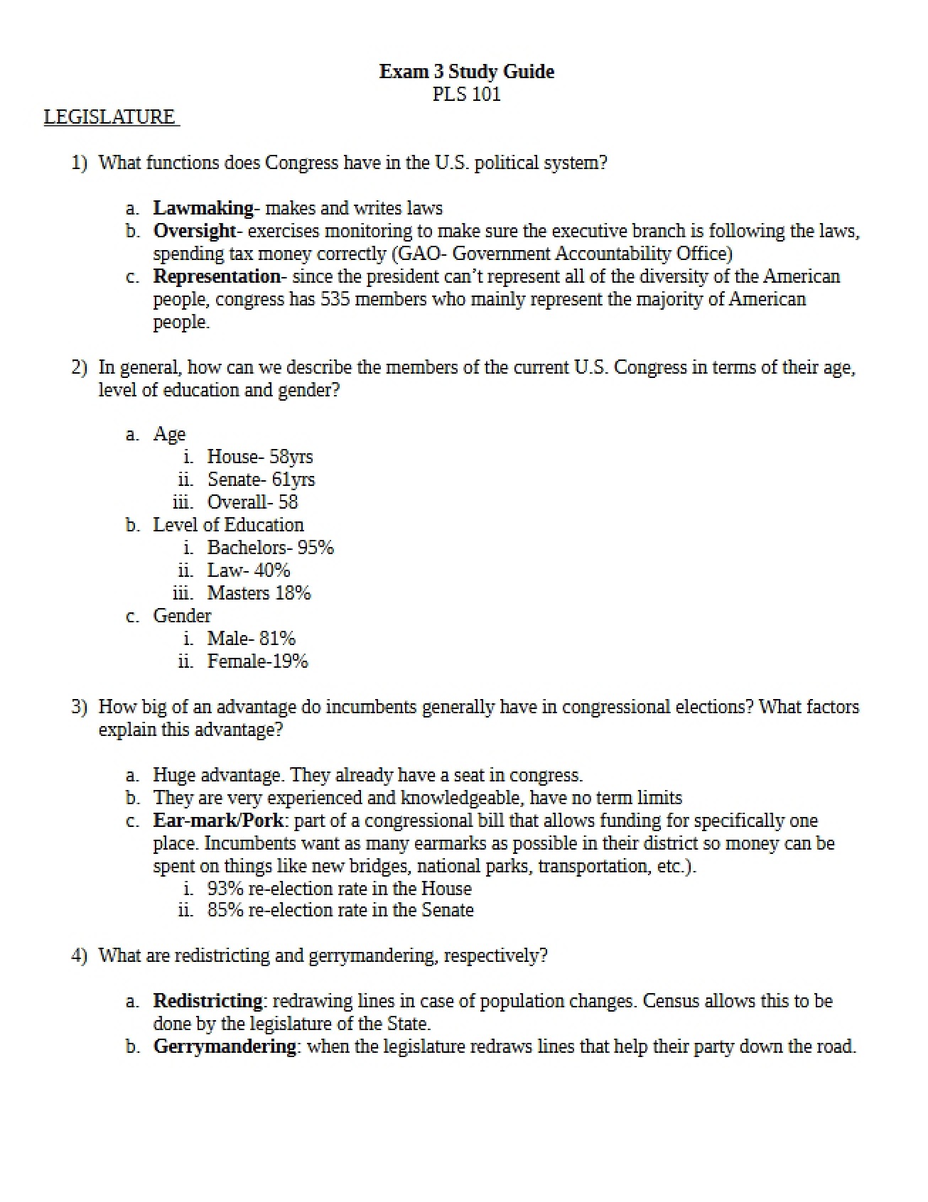 Guide for PLS Exam 3