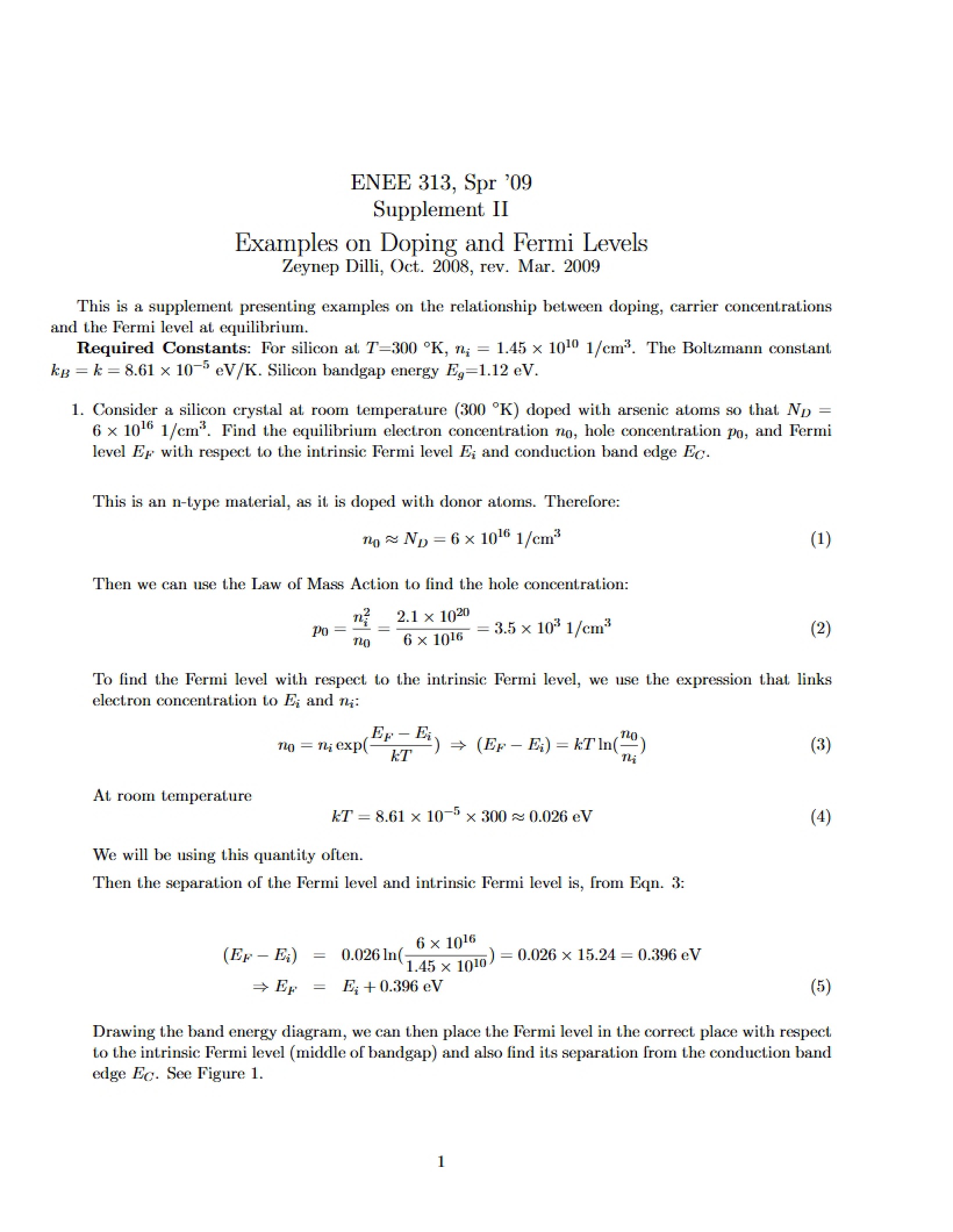 Doping and Fermi Level Problems