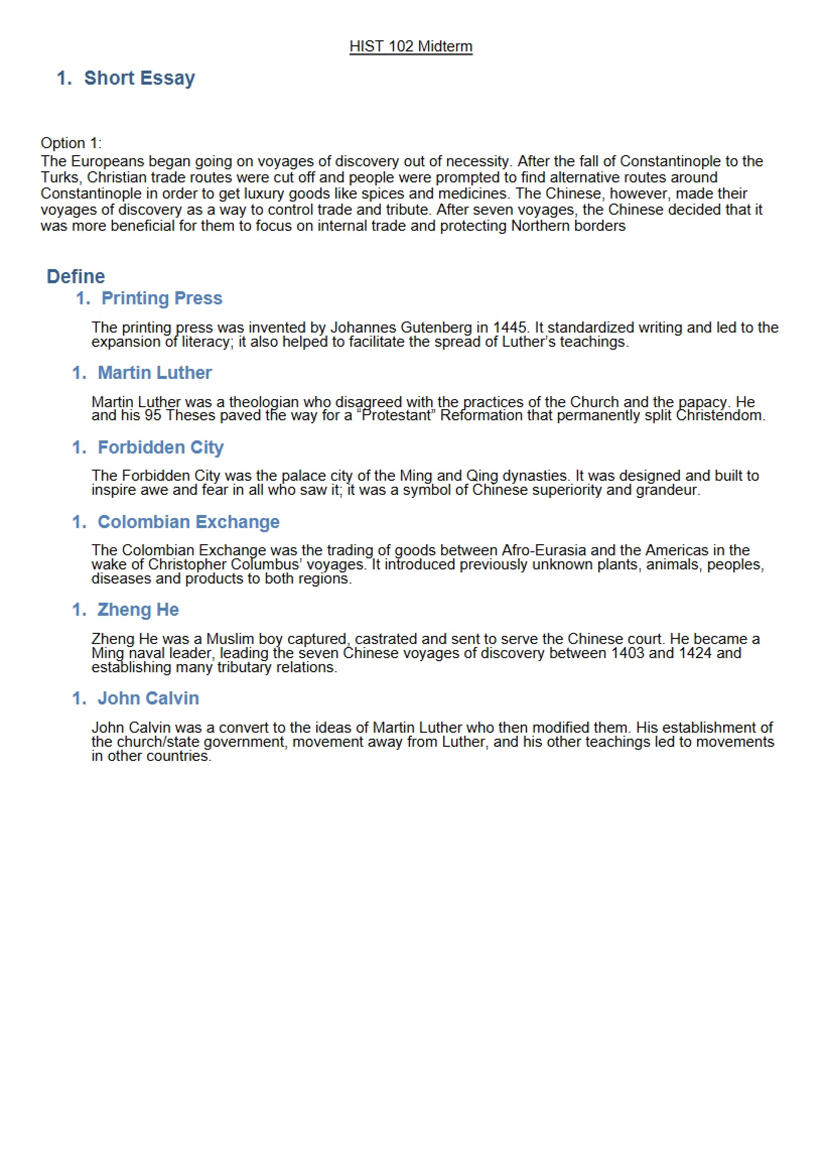 Midterm for History of Civilization