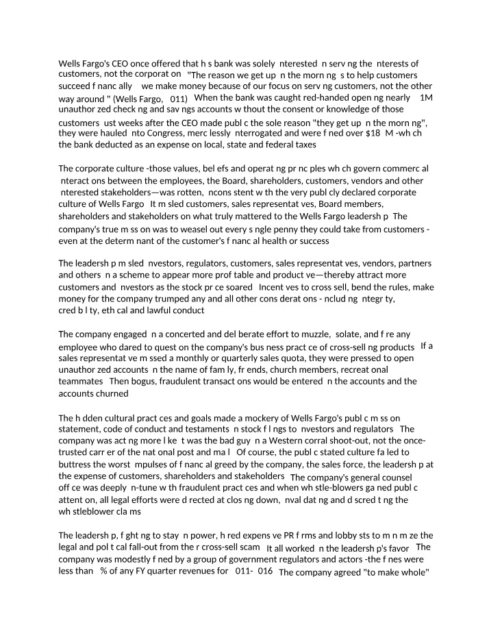 Wells Fargo Scandal - A Culture of Deception