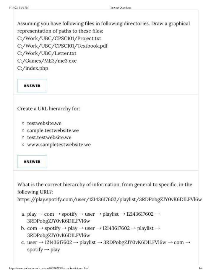 Internet Questions for CPSC101