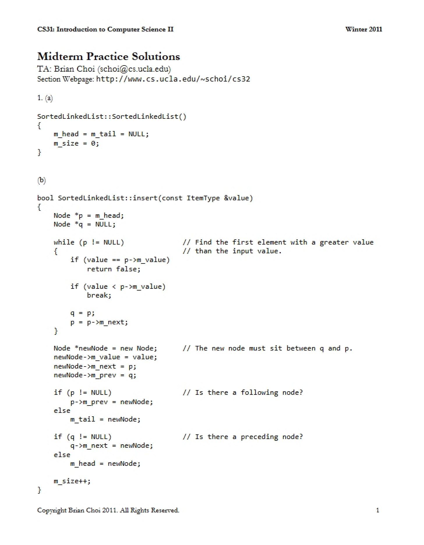 Solution to Choi Midterm 1 Practice
