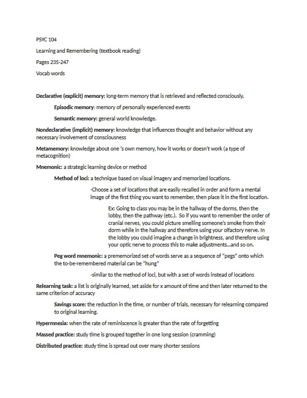 Vocabulary for Exam Two Part Two