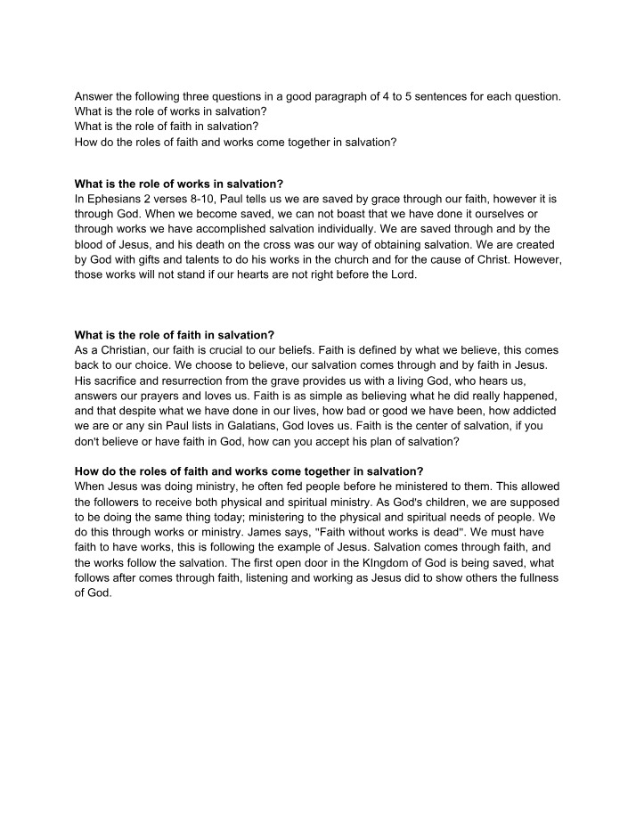 Role of Faith and Works in Salvation