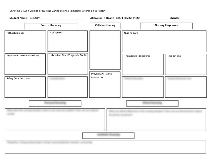 Nursing Care Plan Template for Diabetes Insipidus
