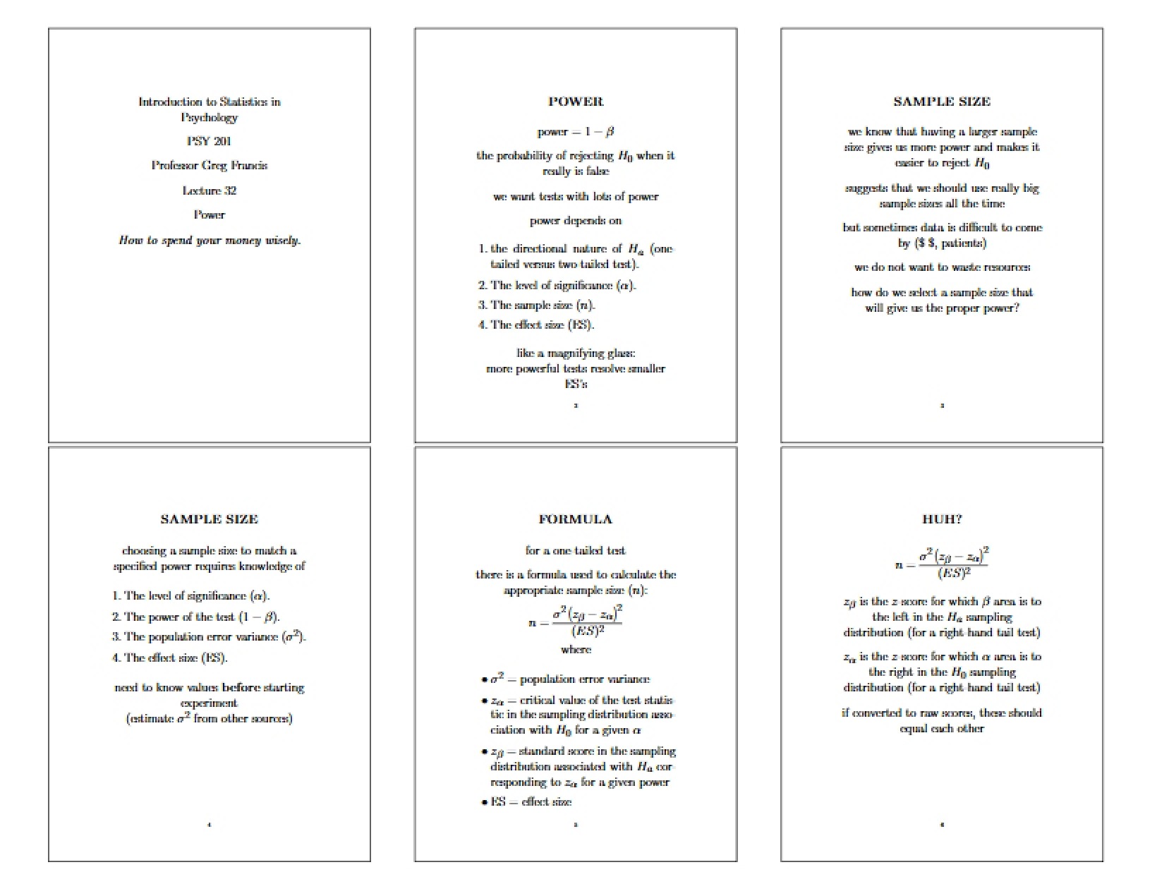 Statistics Session Notes