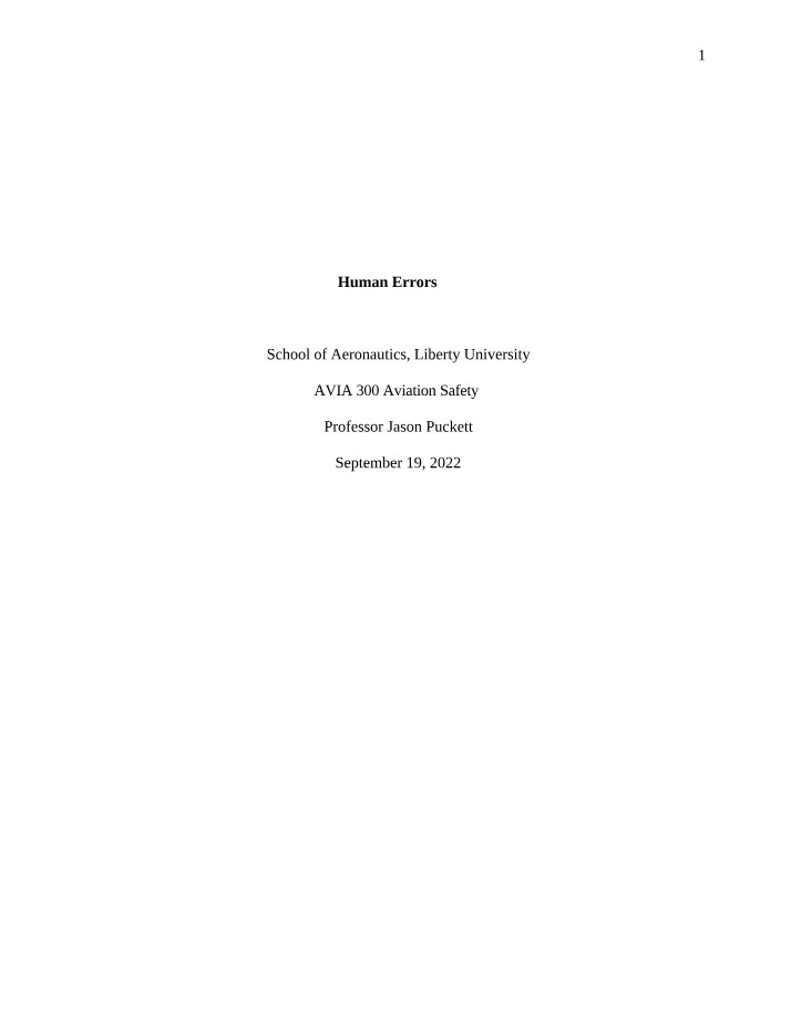 Human Errors in Aviation - Causes, Problems, and Remedies