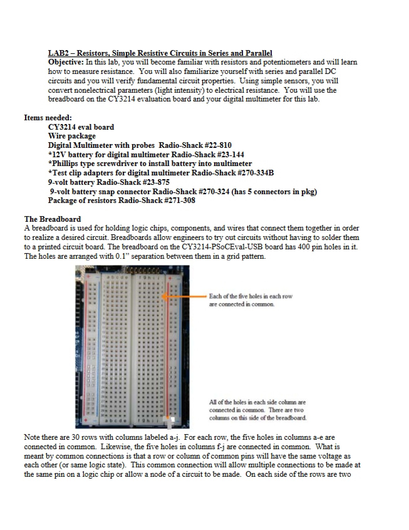 Simple Resistive Circuits Laboratory