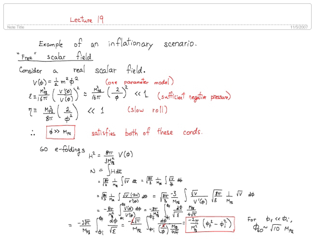 Example of Inflationary Theory