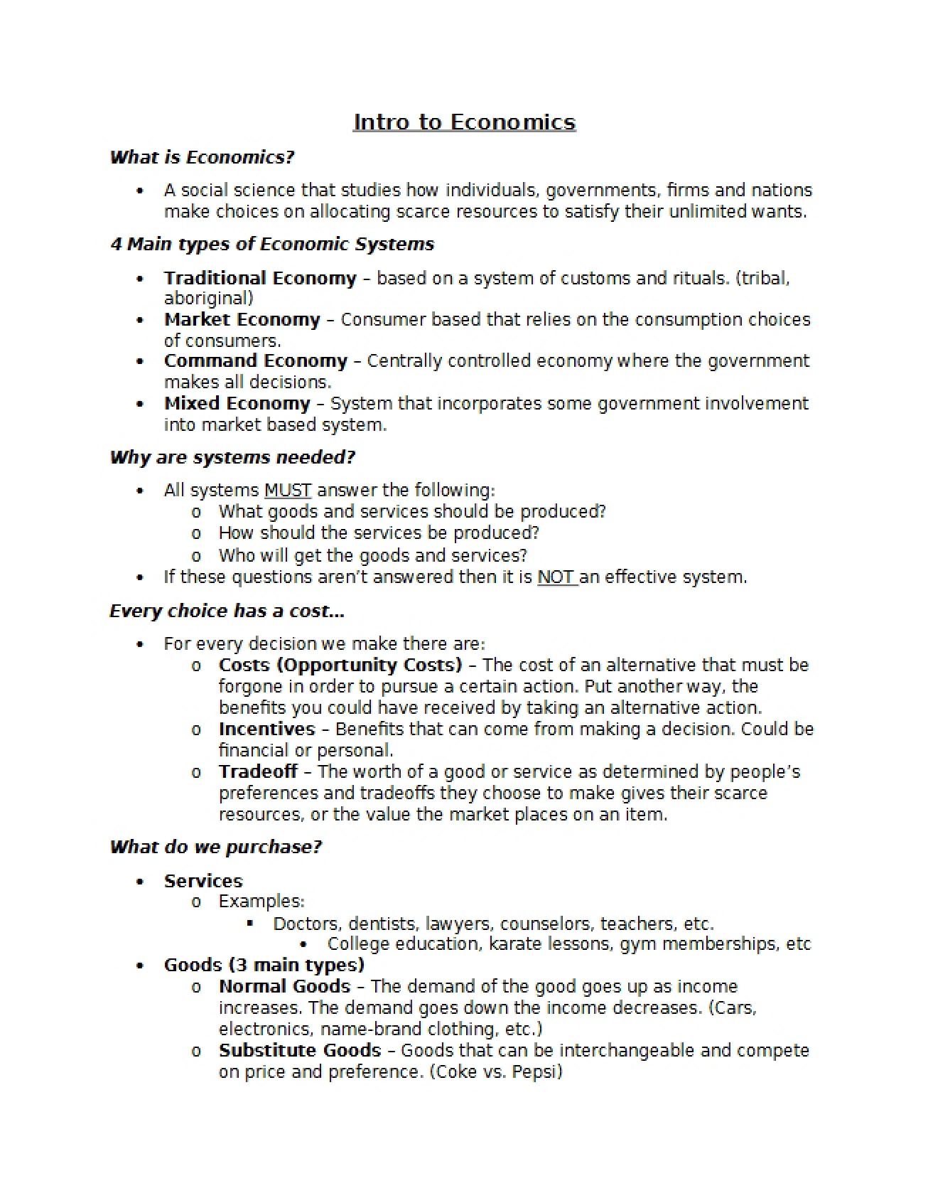 Introduction to Basic Economics