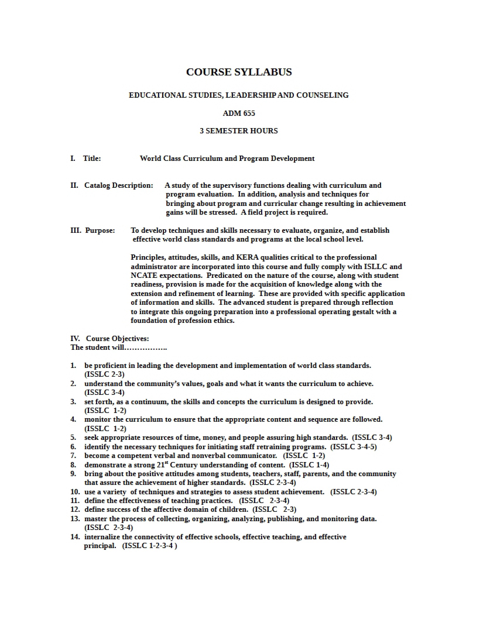 Syllabus - 3 Pages