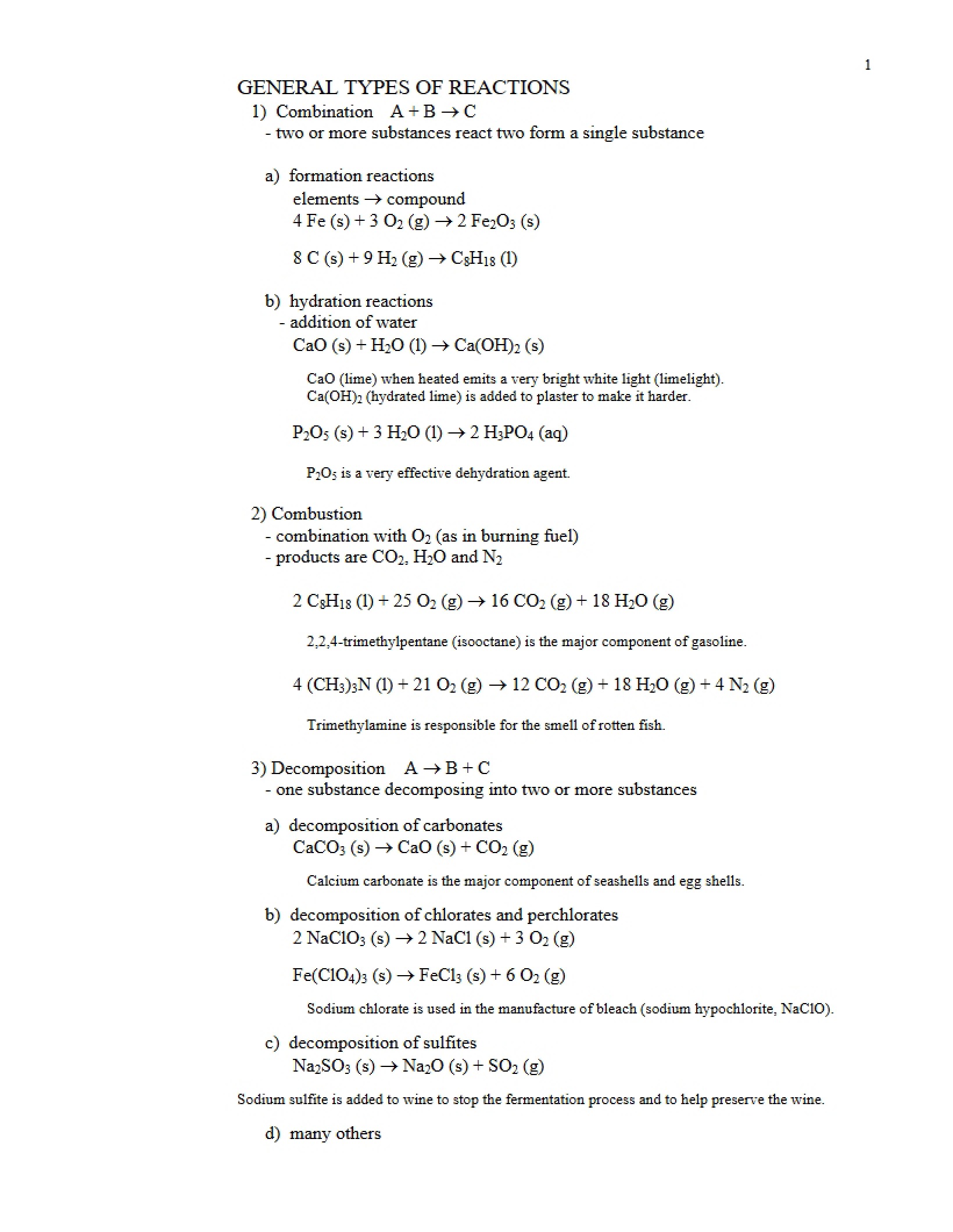 Reaction Types