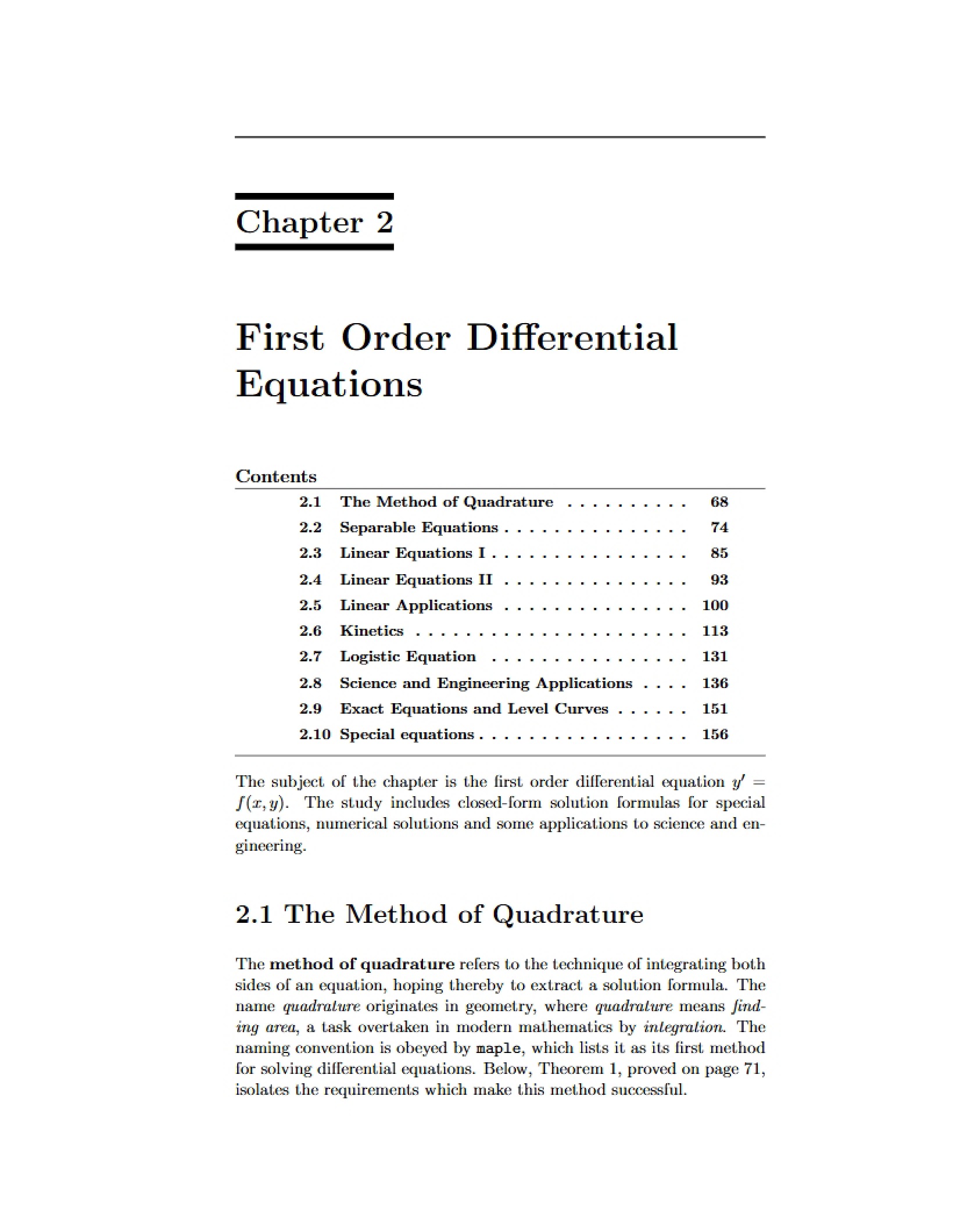 First Order DEs