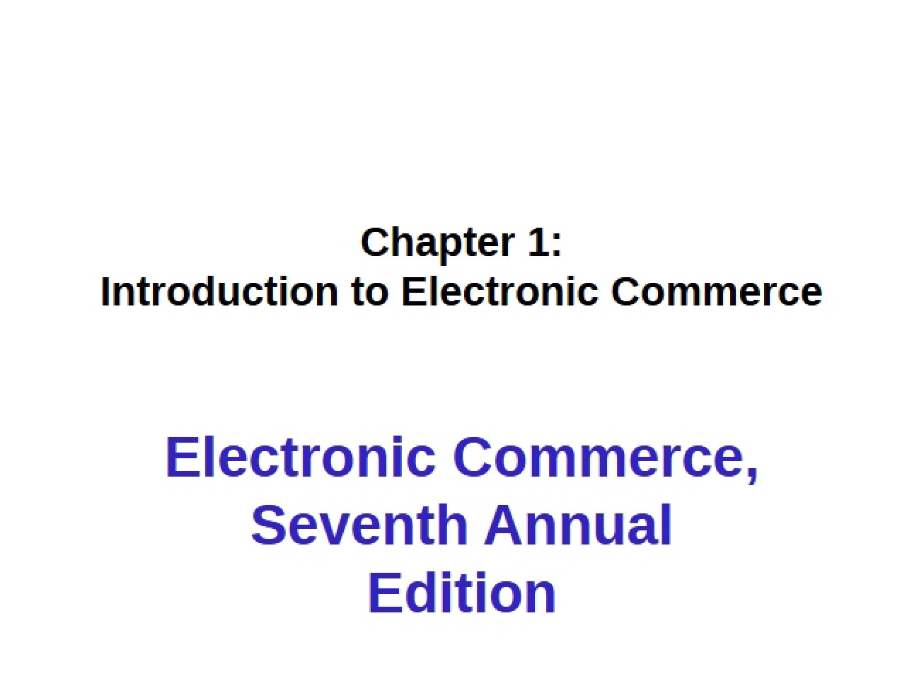 Electronic Commerce Introduction