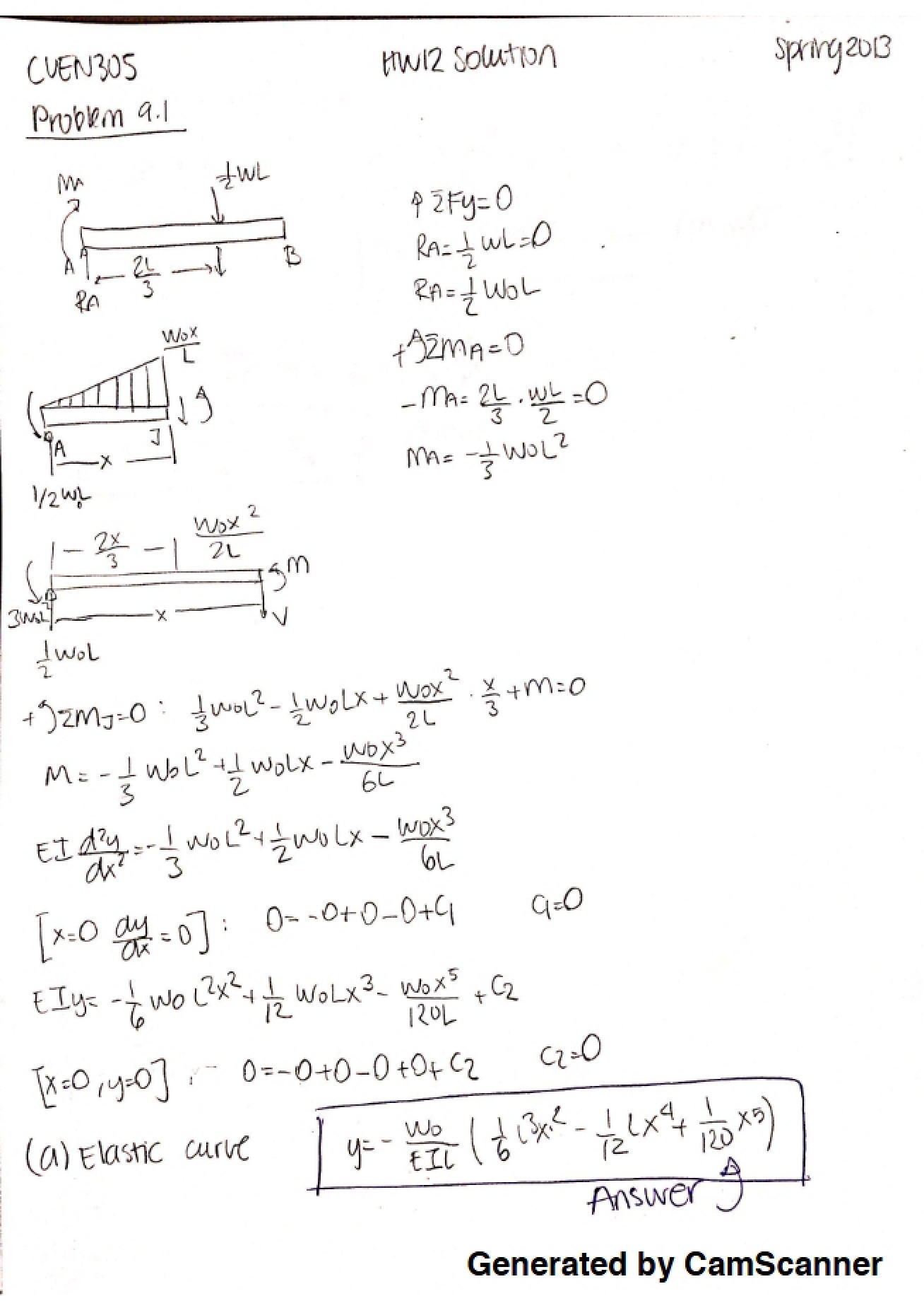 Solution to the Twelfth Homework from Spring 2013