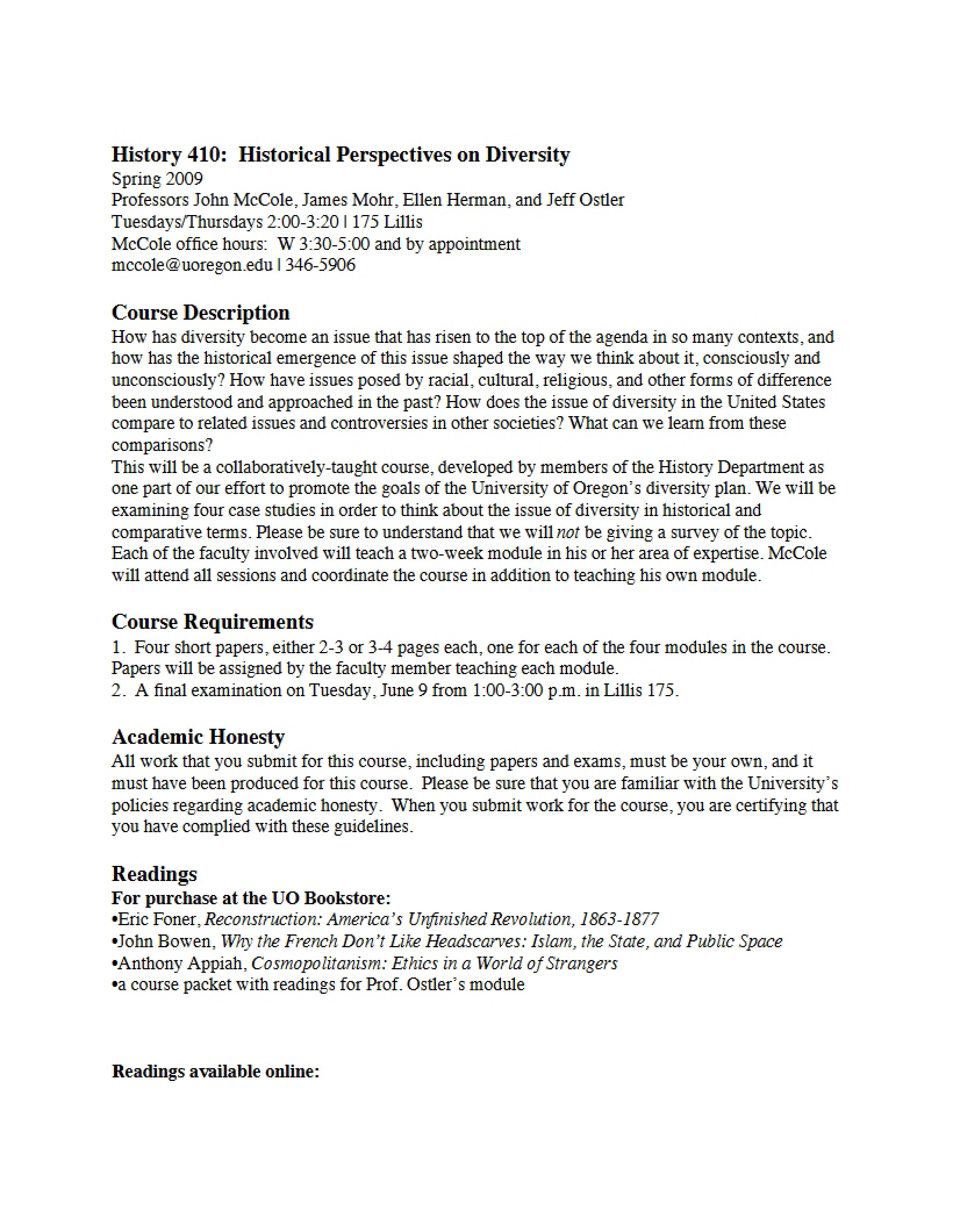Syllabus for Oral History Class