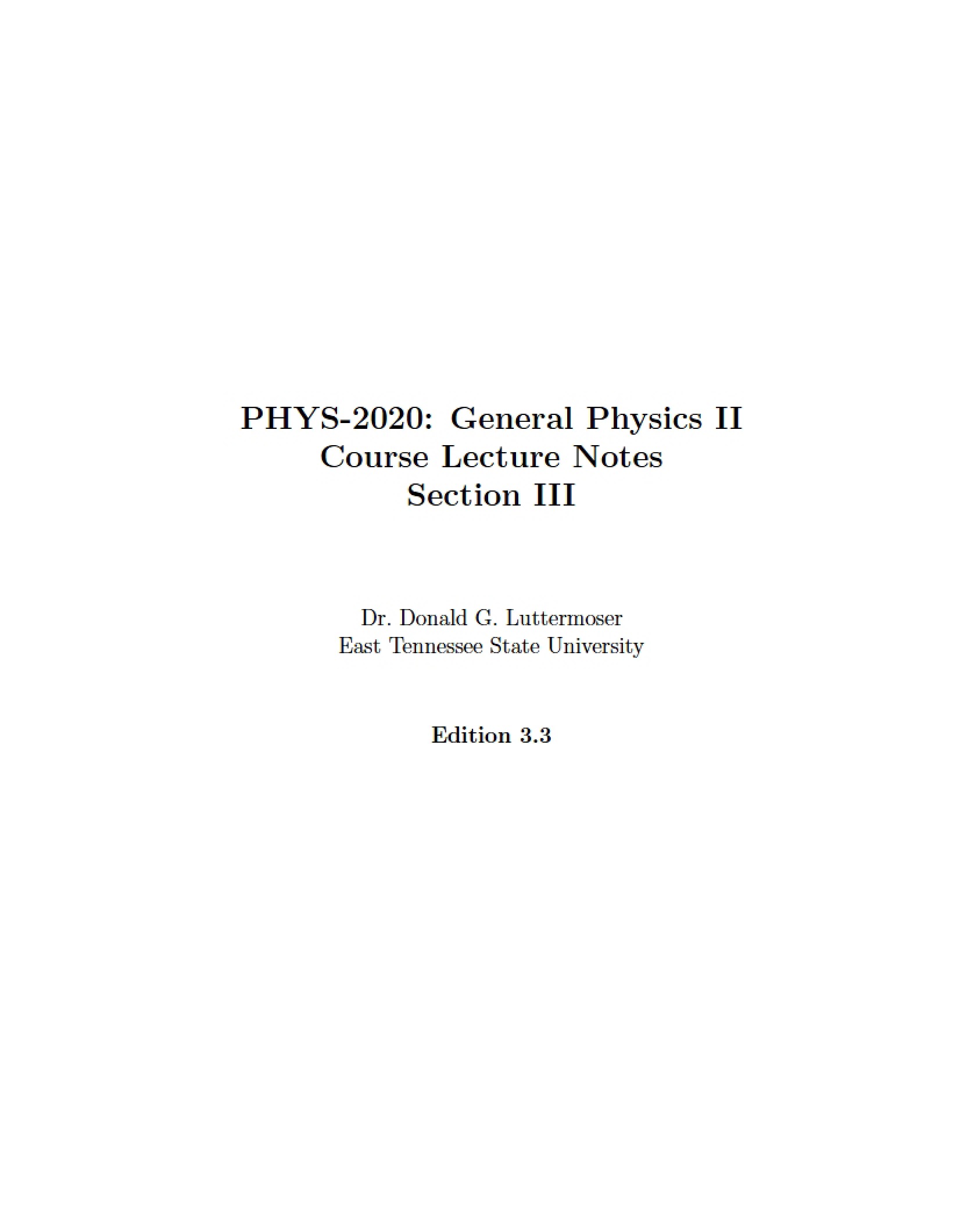 General Physics II Lecture Notes