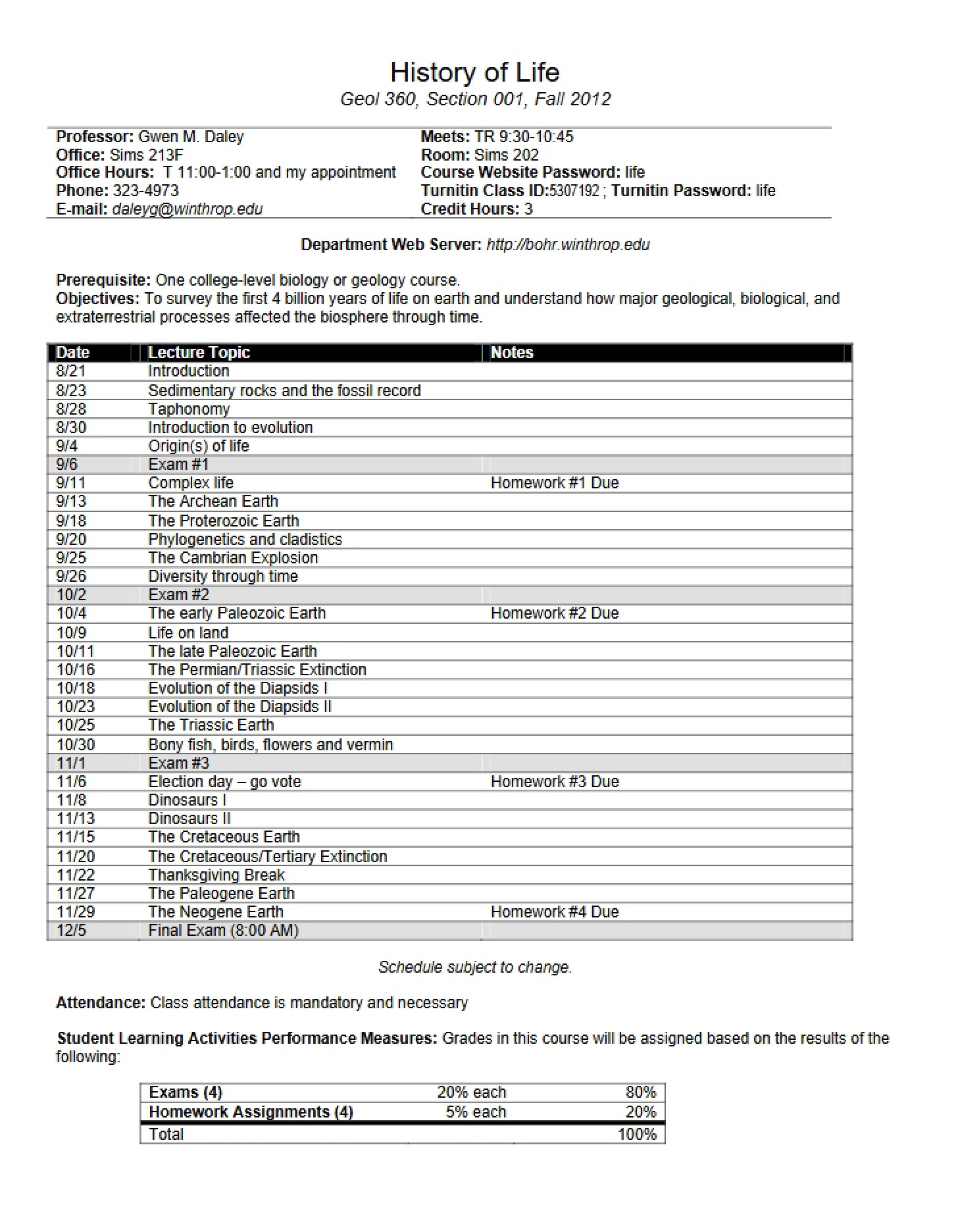 Class Syllabus