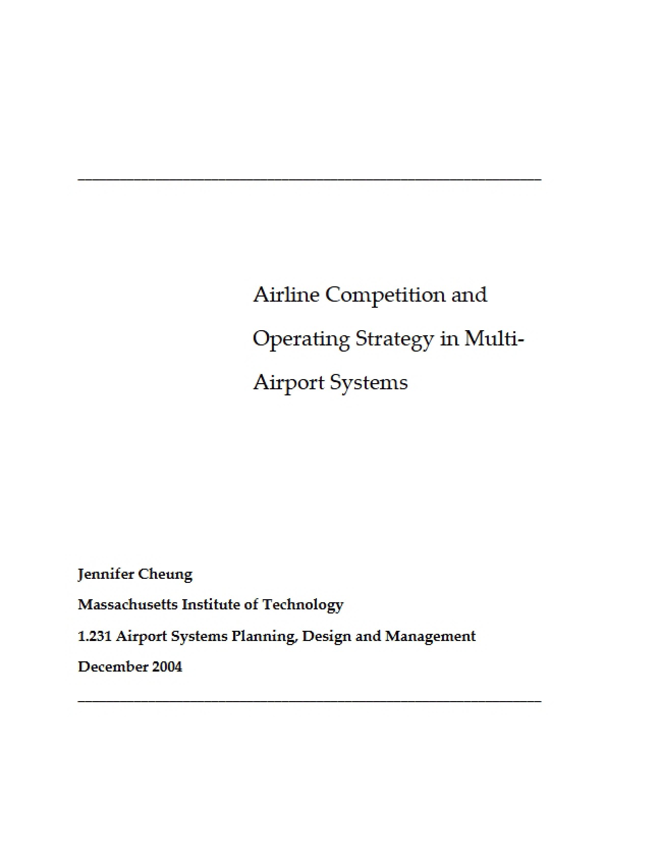 Multi-Airport Systems: Operating Strategy and Airline Competition