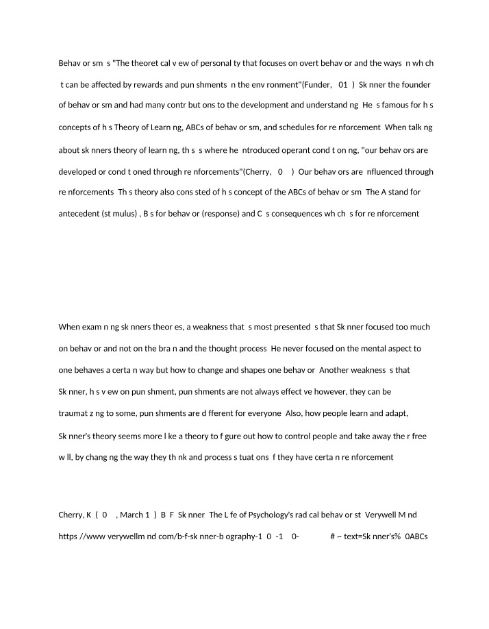 Reinforcements in Skinner's Theory of Behaviorism