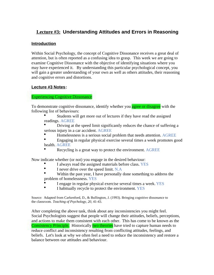 Attitudes and Errors in Reasoning - Lecture Notes and Homework