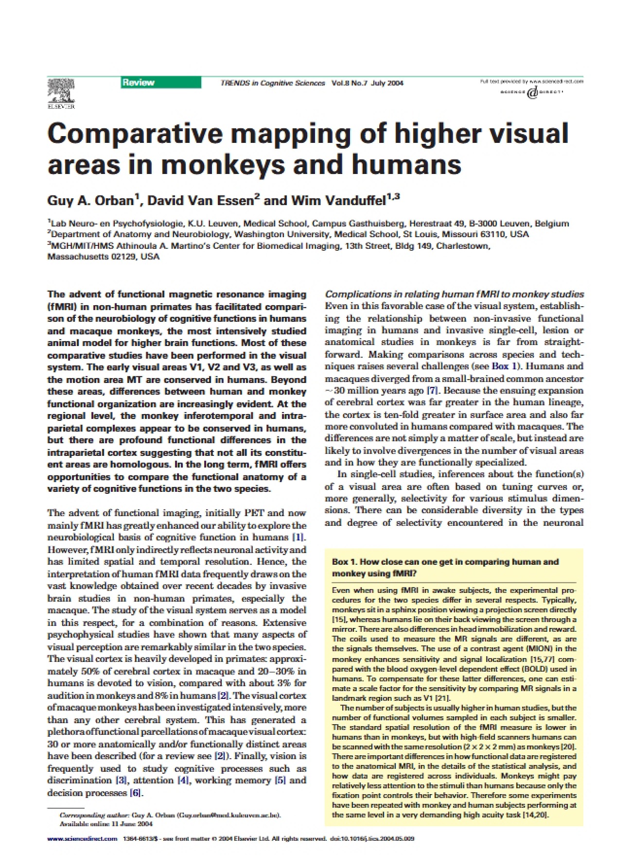 Cross-Species Visual Cortex Topography