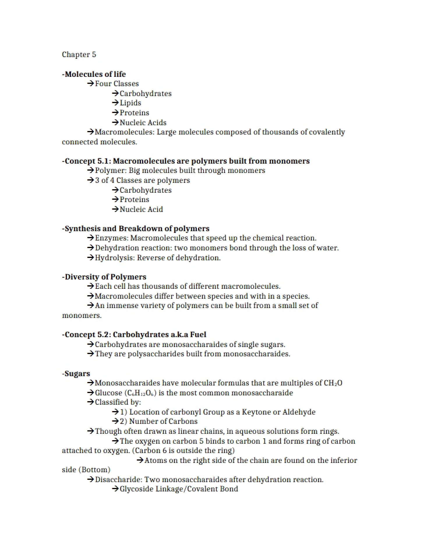 Molecules of Living Systems Chapter 5
