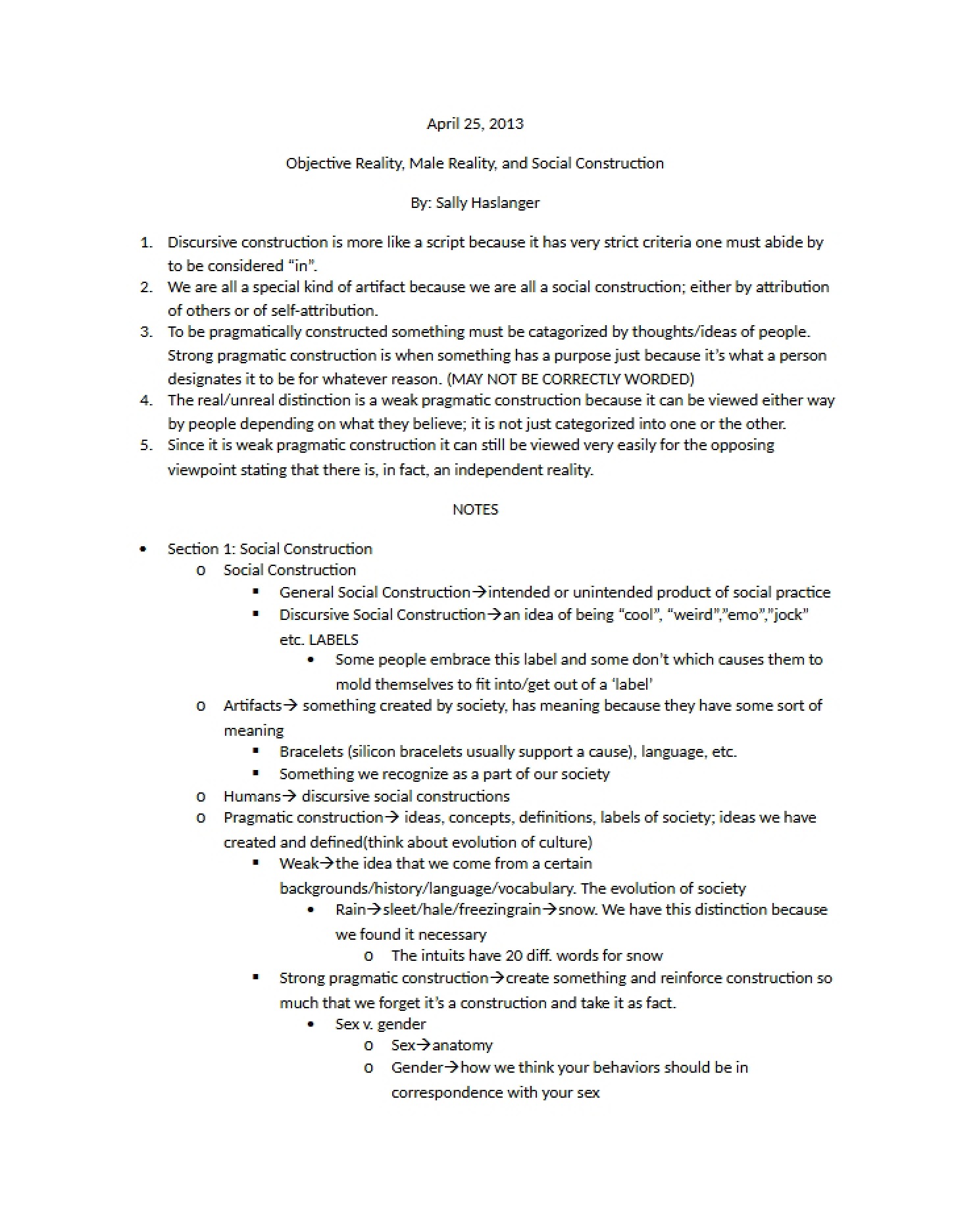 Notes for April 25