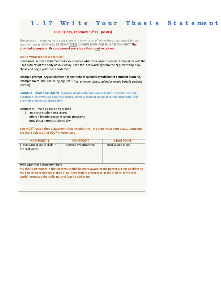 Writing an Effective Thesis Statement