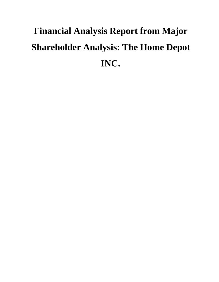 The Home Depot INC - Financial Analysis