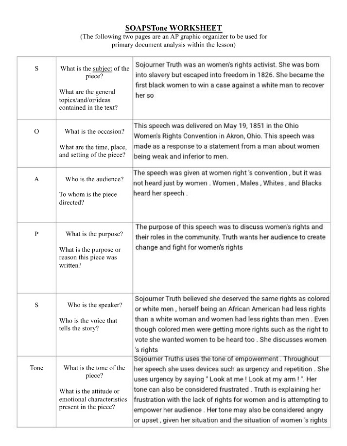 SOAPSTone Analysis Worksheet