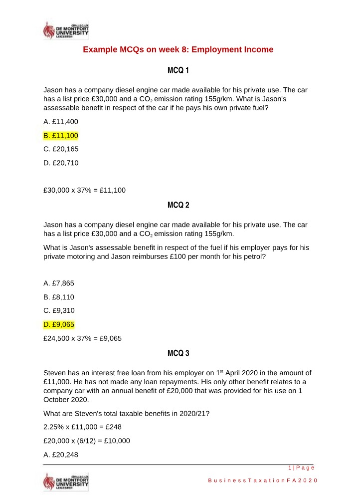 Week 8 Seminar Questions Business Taxation Draft