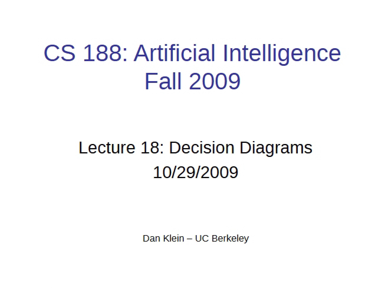 Lecture 18 Decision Diagram Concepts