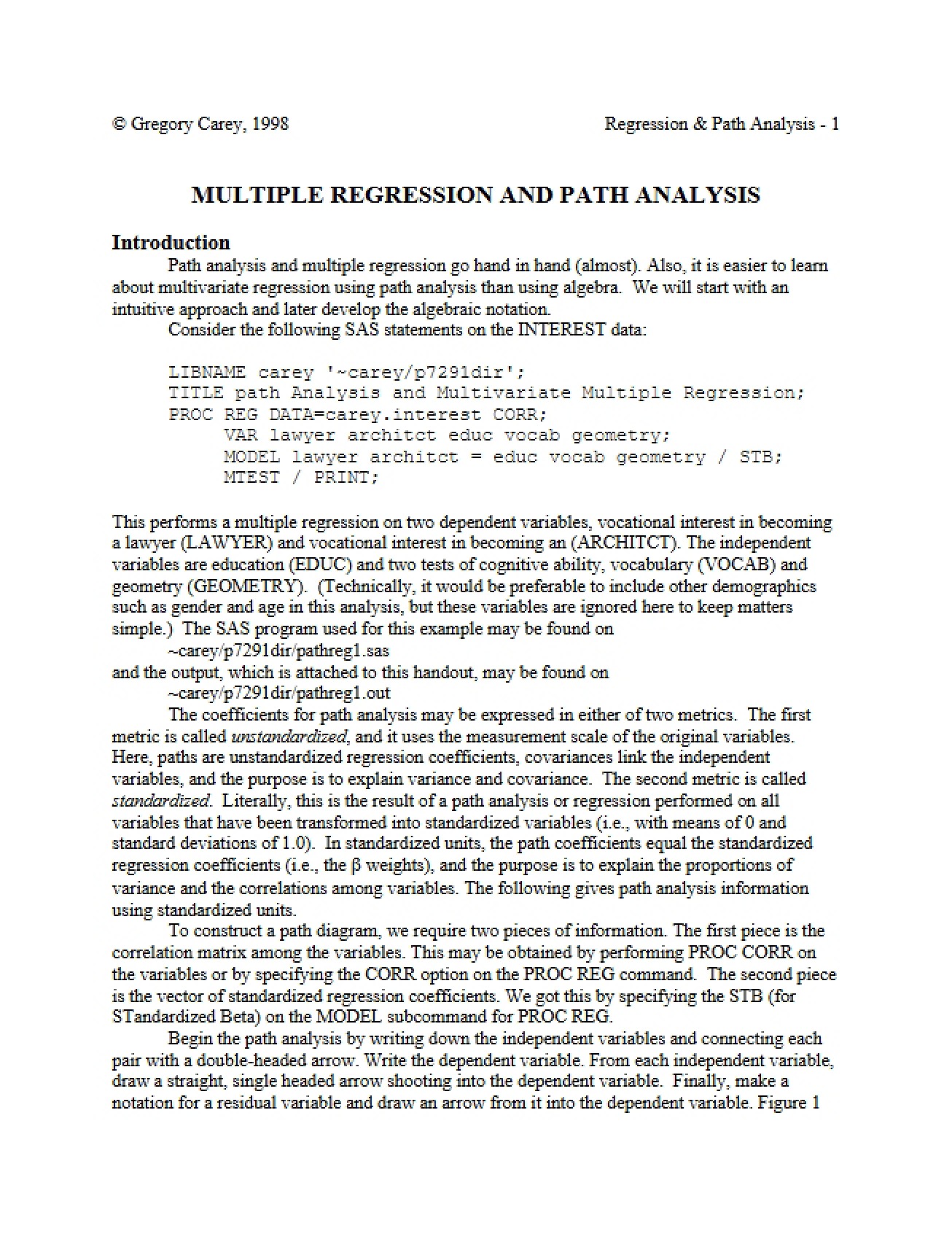 Path Analysis with Multiple Regression